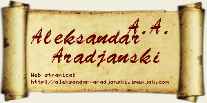 Aleksandar Arađanski vizit kartica